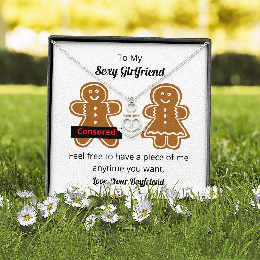 Gingerbread Naughty Couple Message Card Necklace Pendant Faith Love Hope Necklace Silver Gold