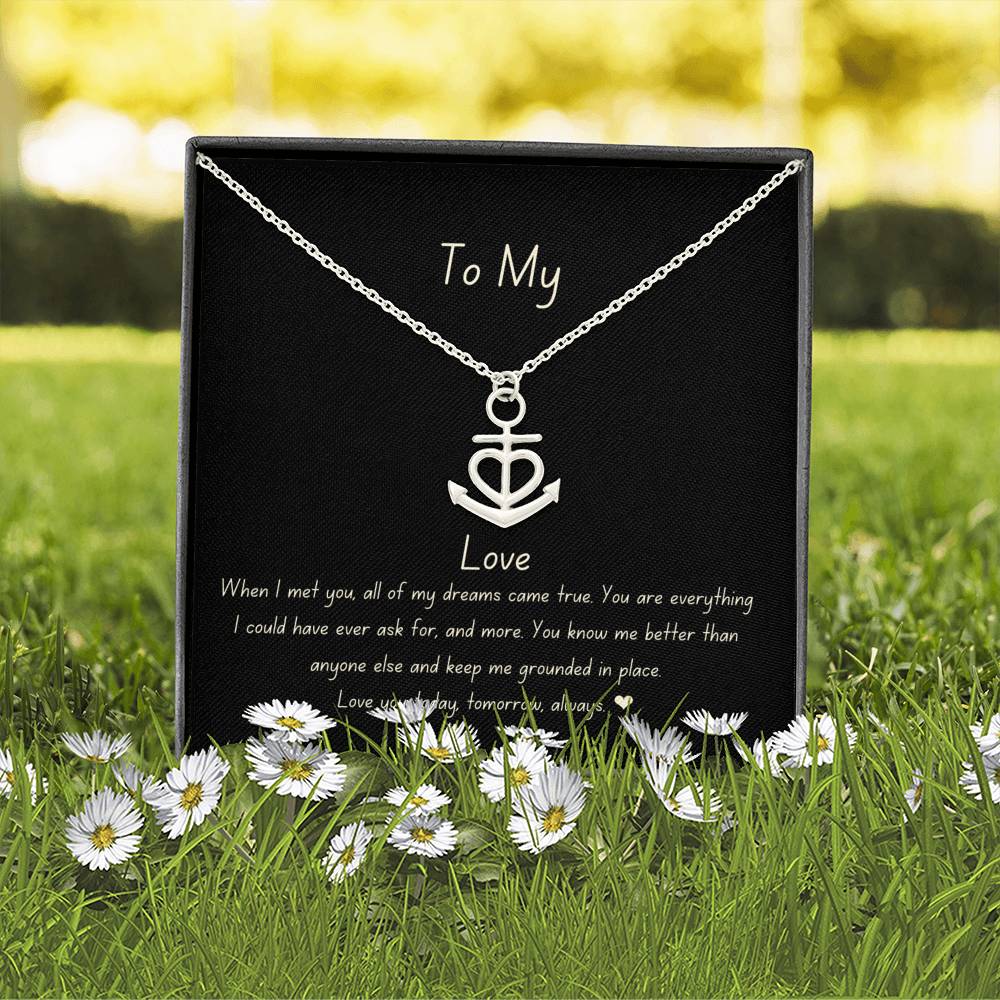 Wife Present, Girlfriend Gift Minimalist Heart Anchor Charm Necklace