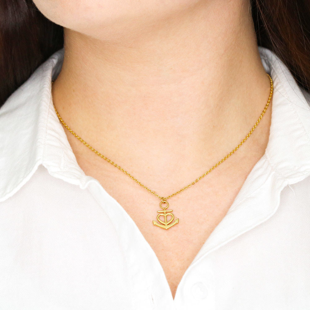 Friendship Earth Element Minimalist Heart Anchor Necklace