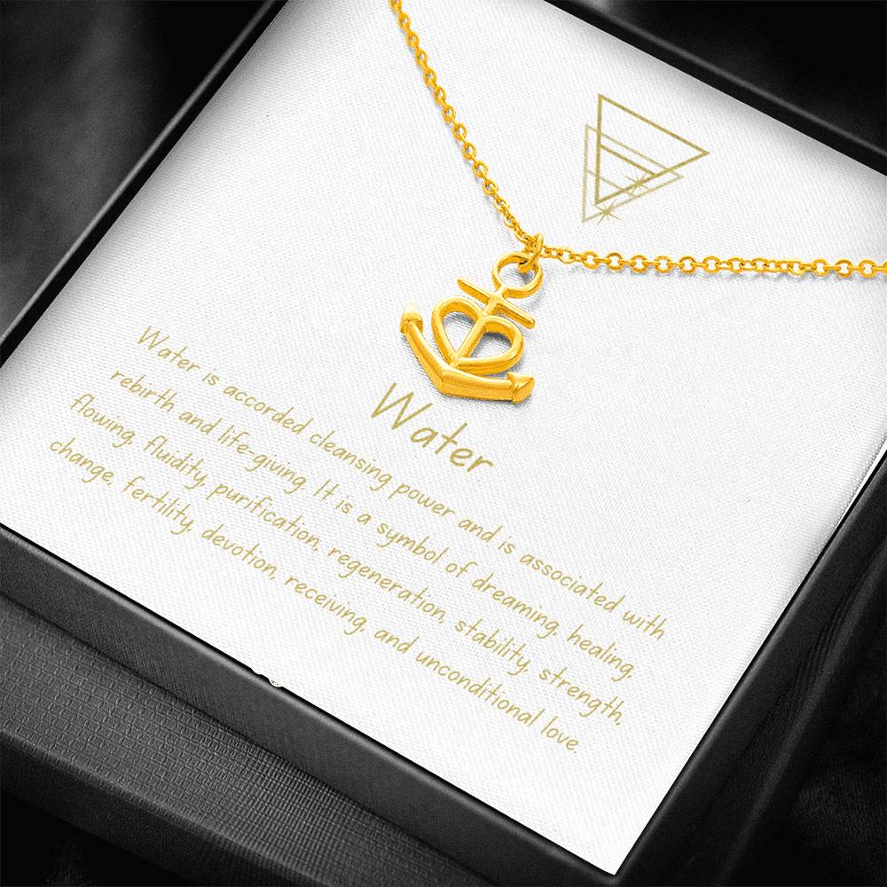 Friendship Water Element Minimalist Heart Anchor Necklace