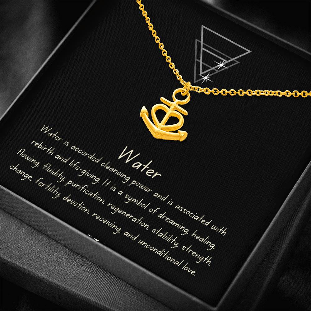 Friendship Water Element Minimalist Anchor Heart Charm Necklace Gift