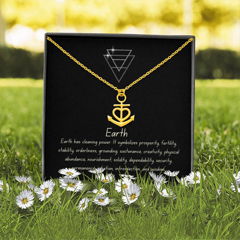Friendship Earth Element Minimalist Heart Anchor Charm Necklace