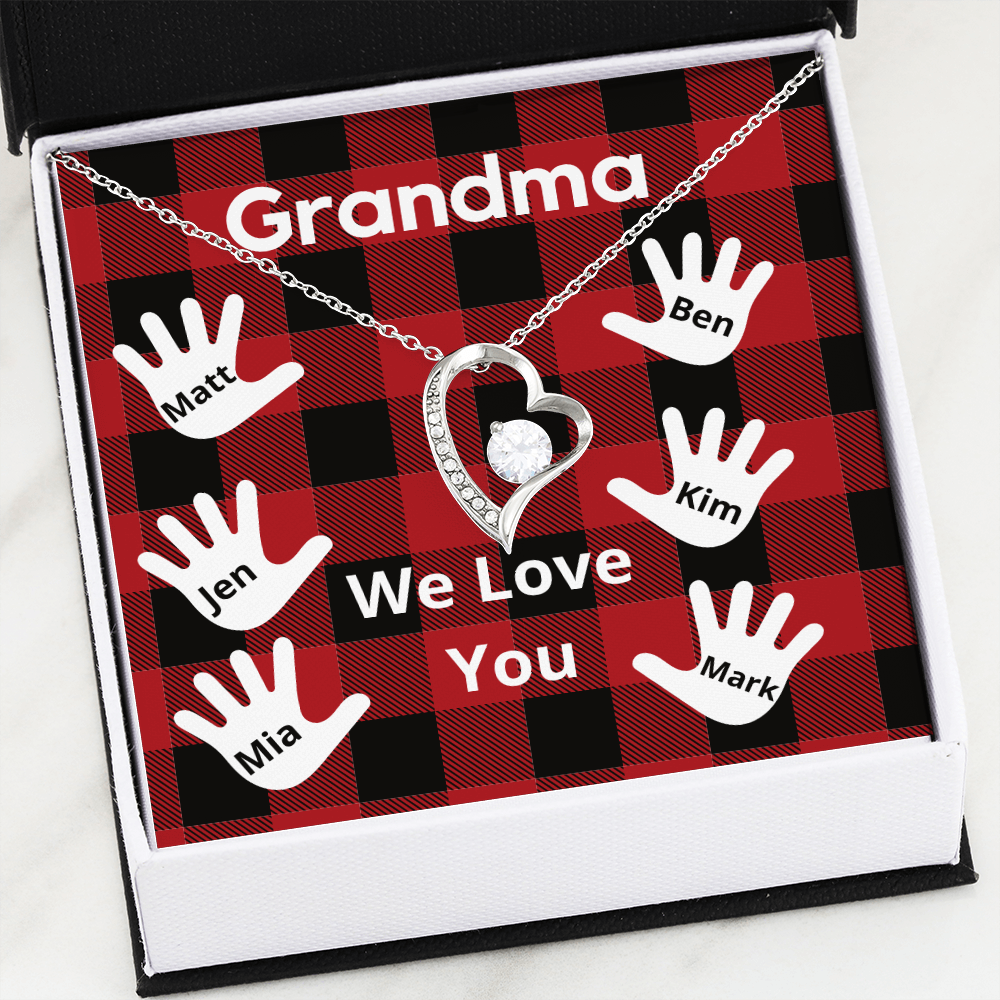 Grandma Personalized Gift from Grandchildren - Message Card Necklace Gift Set