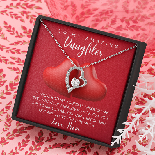 To My Amazing Daughter - Valentine's Day Heart Necklace