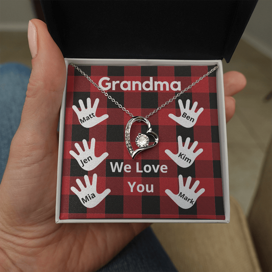 Grandma Personalized Gift from Grandchildren - Message Card Necklace Gift Set