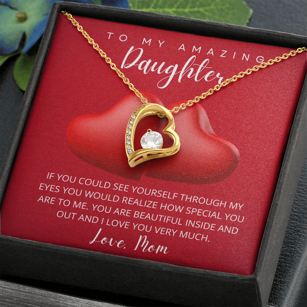 To My Amazing Daughter - Valentine's Day Heart Necklace