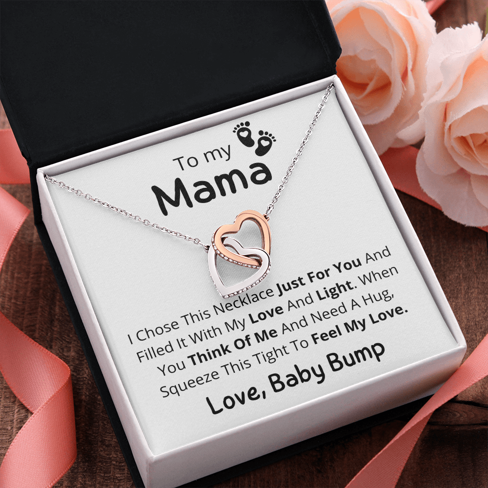 To My Mama, Gift From Baby Bump, Double Hearts Pendant Necklace