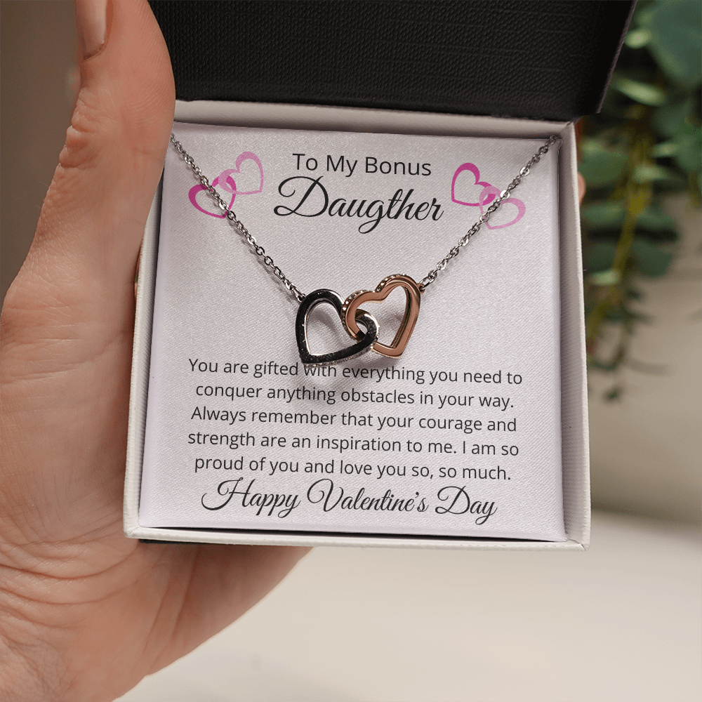 To My Bonus Daughter - Happy Valentine's Day Pendant Necklace