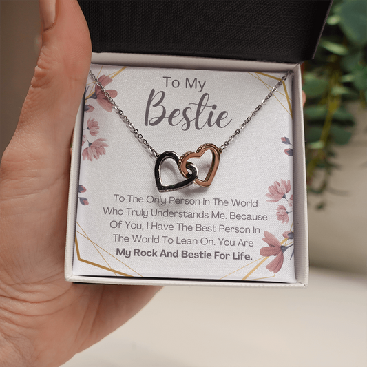 Bestie Necklace, Double Heart Pendant Necklace for Best Friend