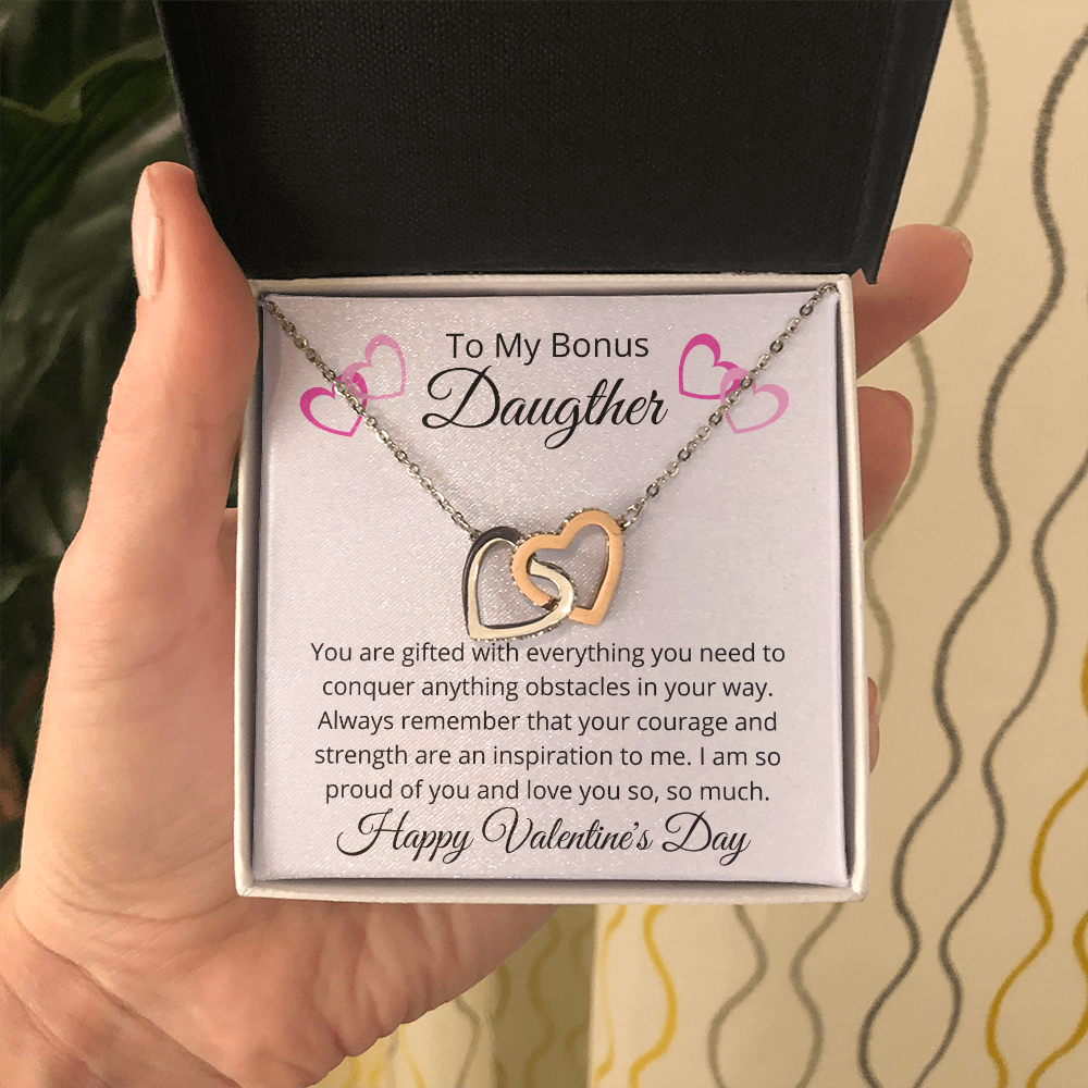 To My Bonus Daughter - Happy Valentine's Day Pendant Necklace