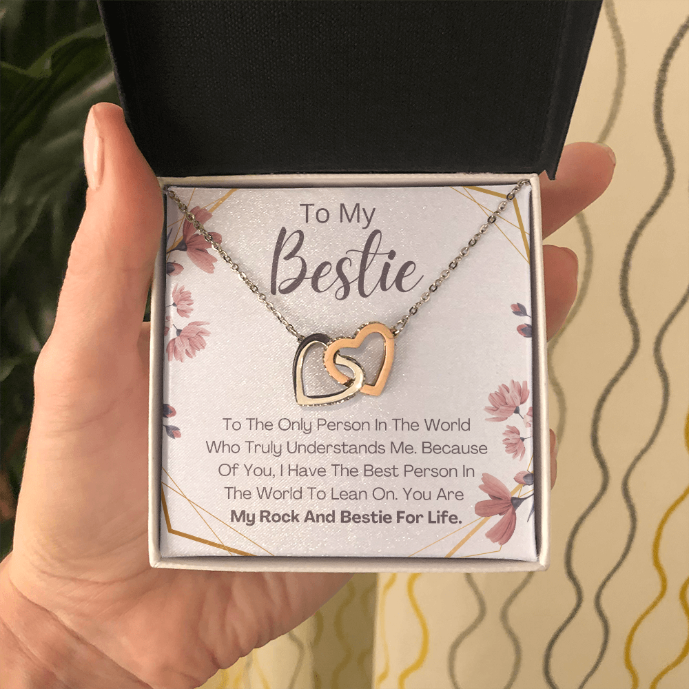 Bestie Necklace, Double Heart Pendant Necklace for Best Friend