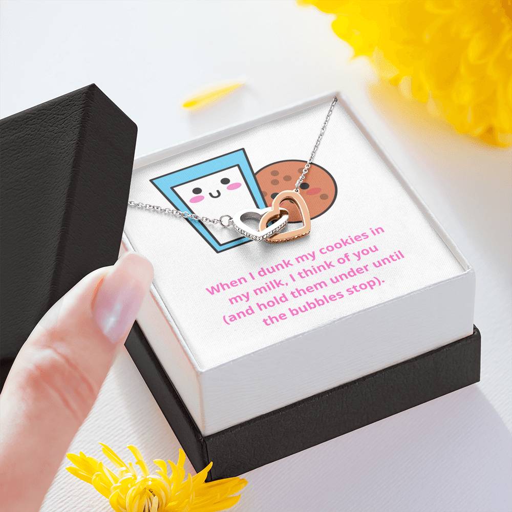 Milk and Cookies Funny message card, pendant necklace, jewelry gift