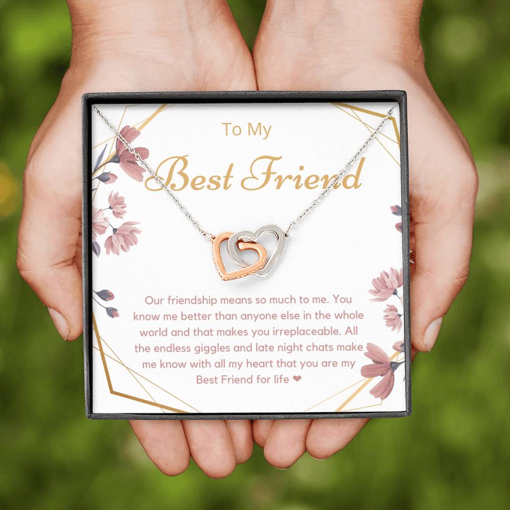 To My Best Friend Two Heart Necklace, Gift for Bestie, Soul Sister, Unbiological Sister Gift