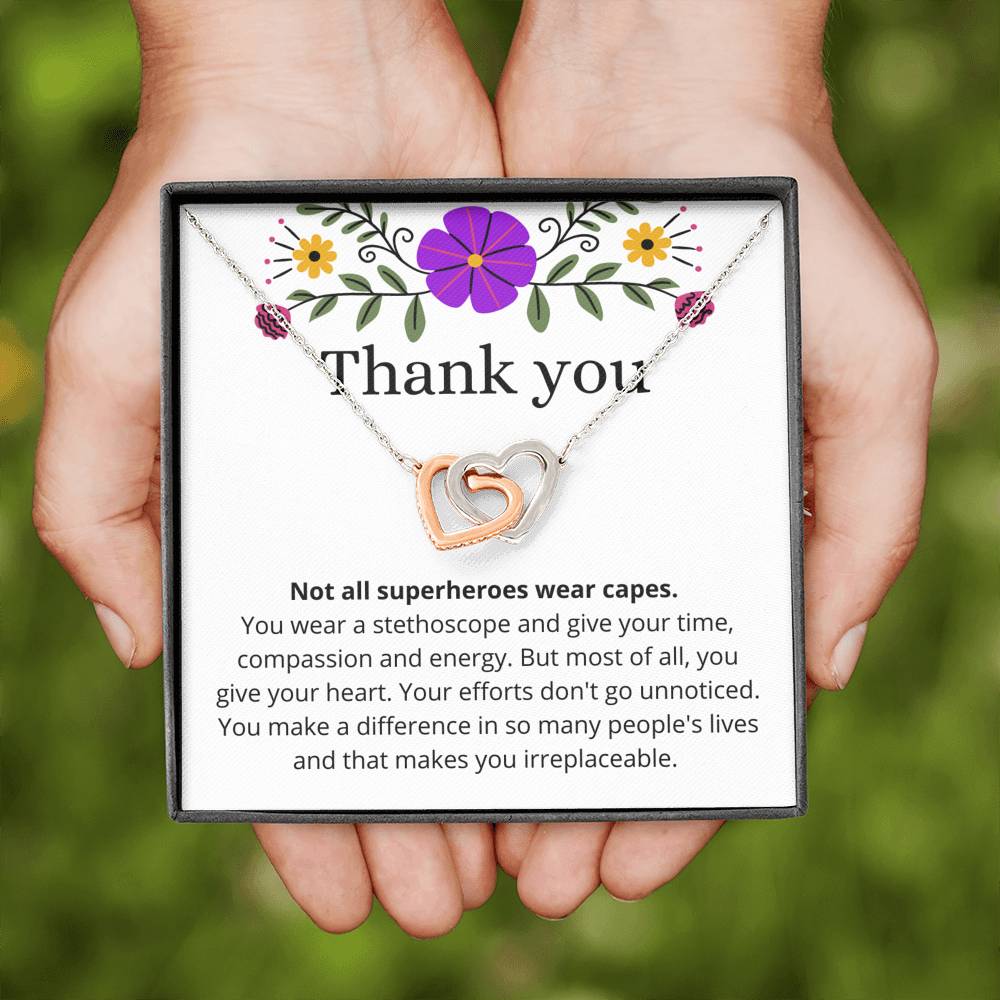 Thank You Necklace for her, Thank you gift for nurse, nurse practitioner, pediatric nurse, message card jewelry