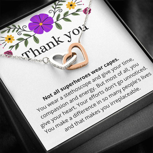Thank You Necklace for her, Thank you gift for nurse, nurse practitioner, pediatric nurse, message card jewelry