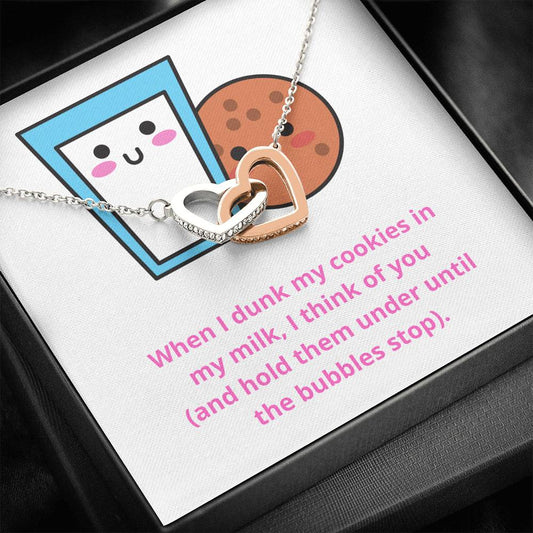 Milk and Cookies Funny message card, pendant necklace, jewelry gift