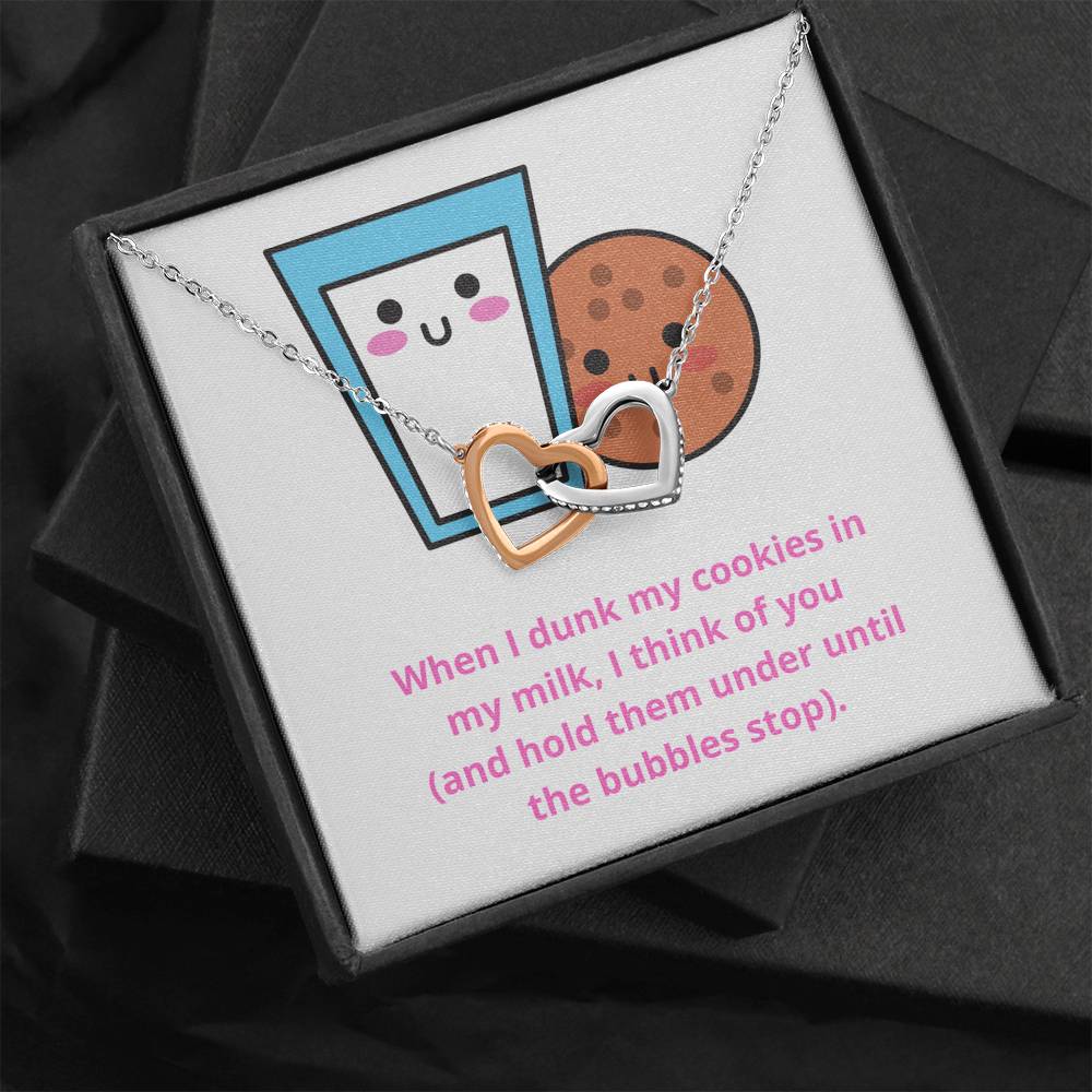 Milk and Cookies Funny message card, pendant necklace, jewelry gift