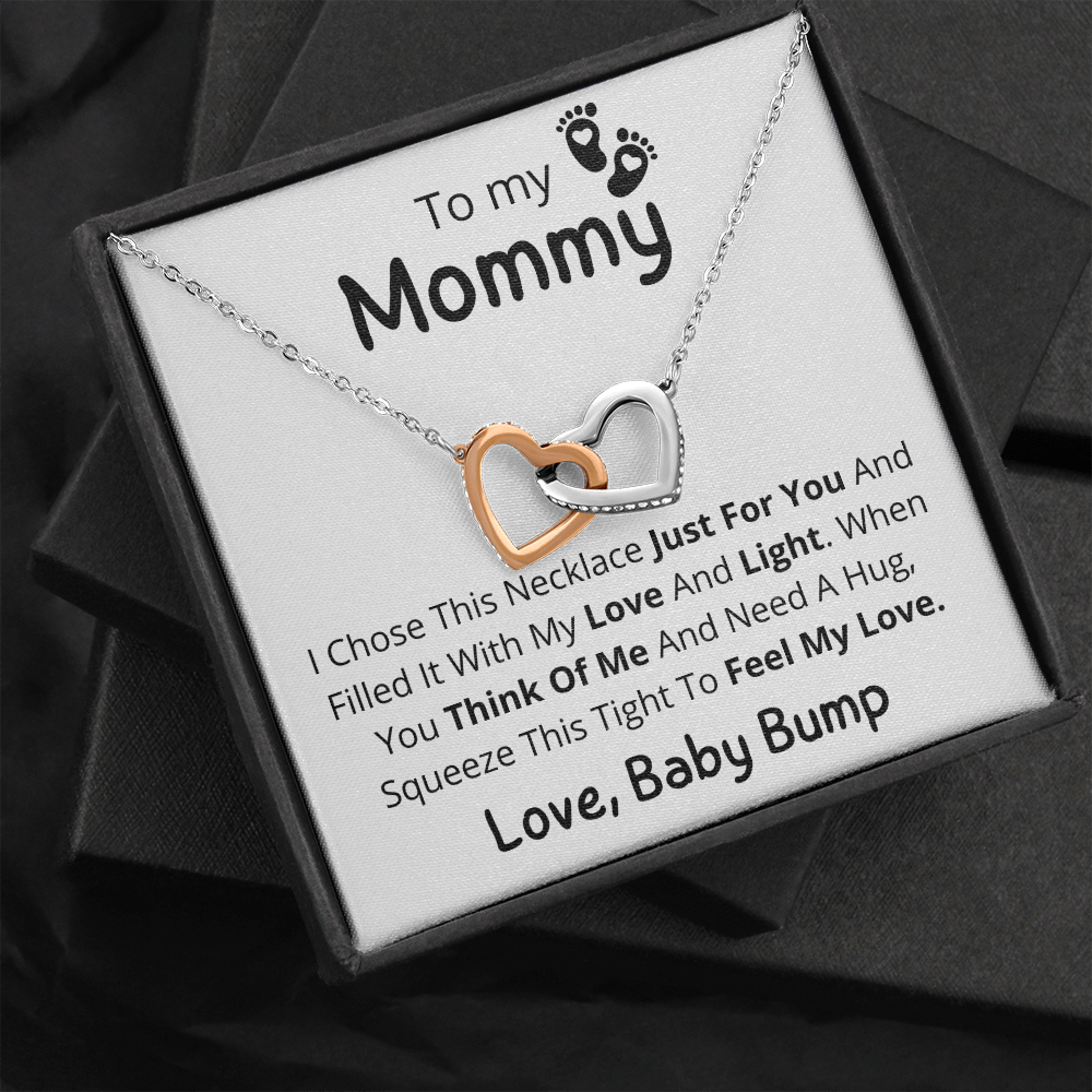 To My Mommy, Mother's Day Double Hearts Necklace, From Baby Bump
