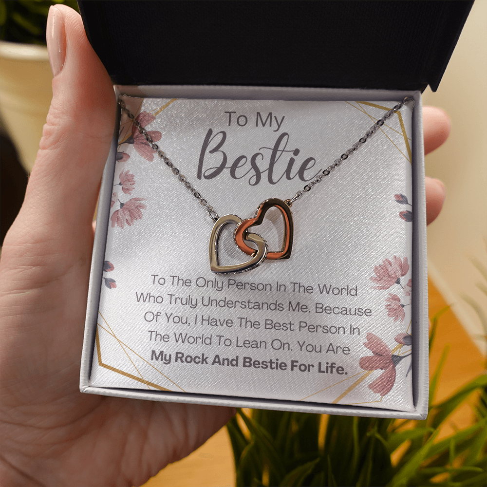 Bestie Necklace, Double Heart Pendant Necklace for Best Friend