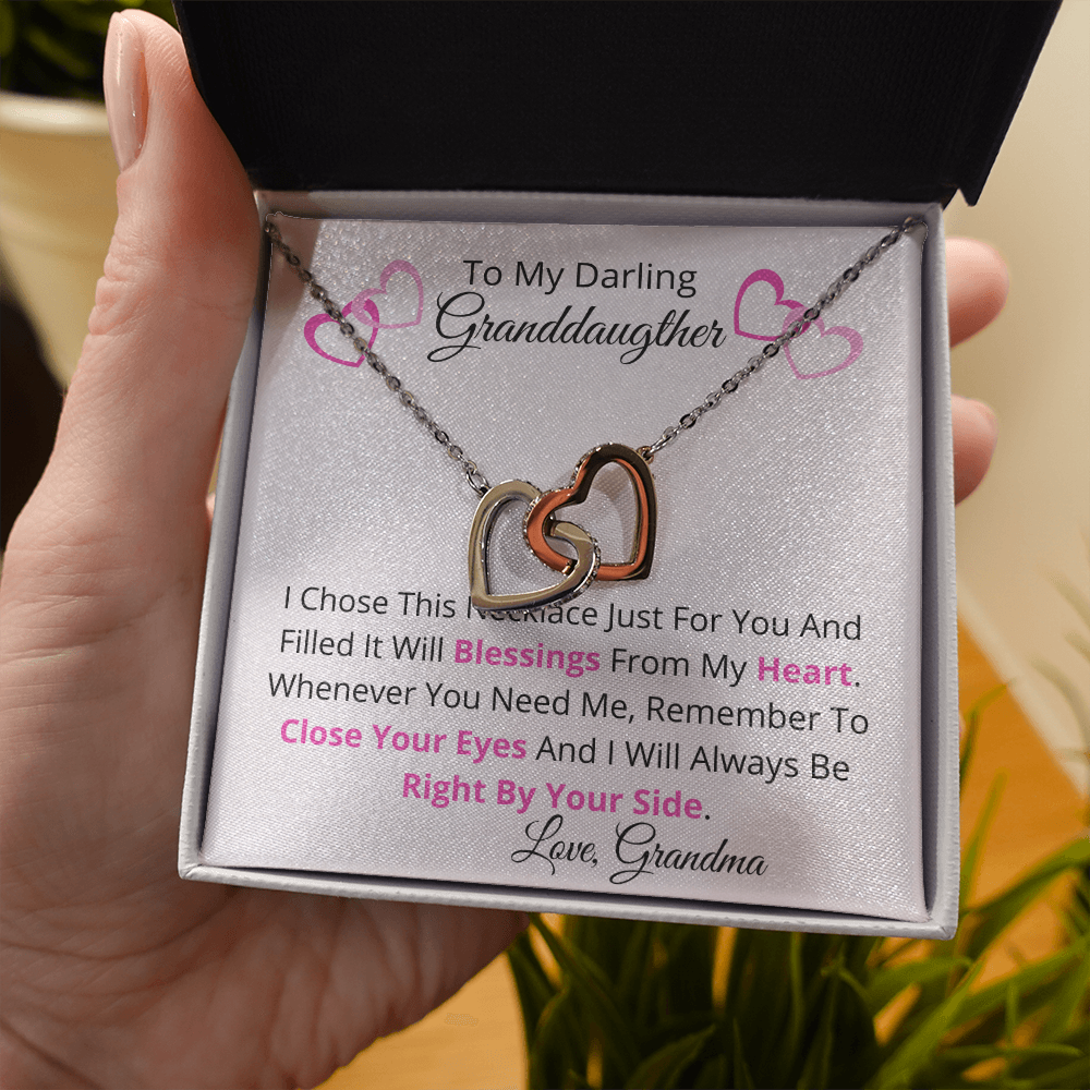 To My Darling Granddaughter - Valentine's Day Double Hearts Pendant Necklace