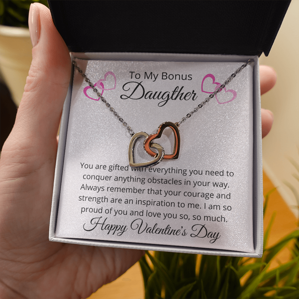 To My Bonus Daughter - Happy Valentine's Day Pendant Necklace