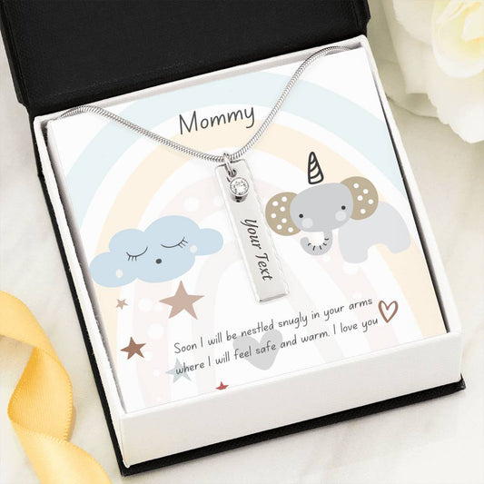 Mom-to-be Birthstone Gem Pendant Name Necklace