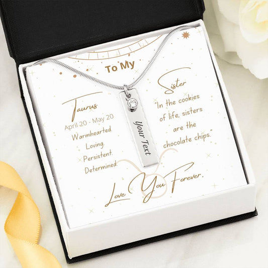 Taurus Sister Birthstone Name Necklace