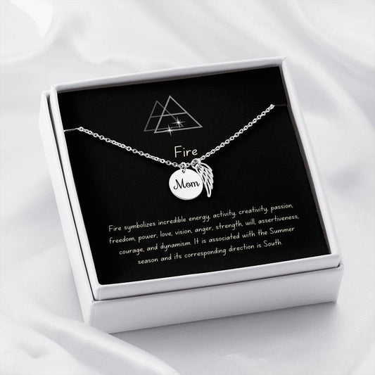 Mom Daughter Element Fire Minimalist Silver Necklace Gift