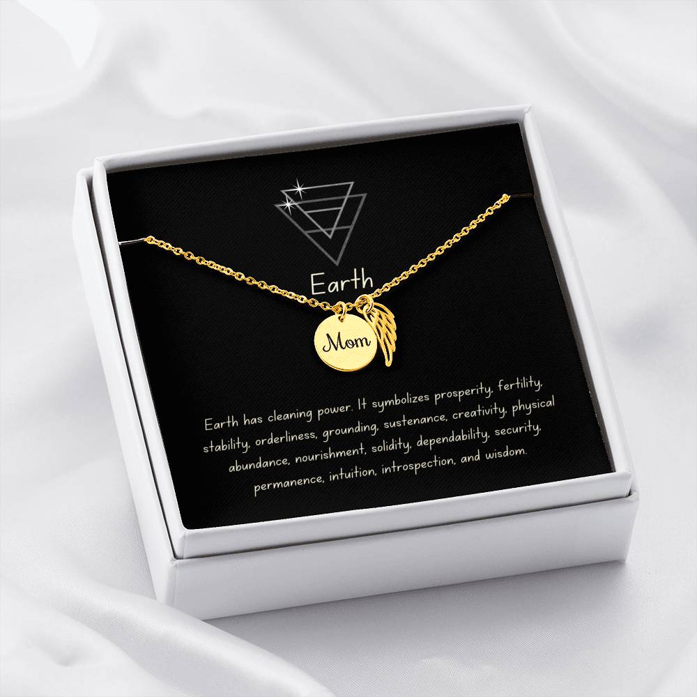 Mom Daughter Element Earth Minimalist Silver Necklace Gift