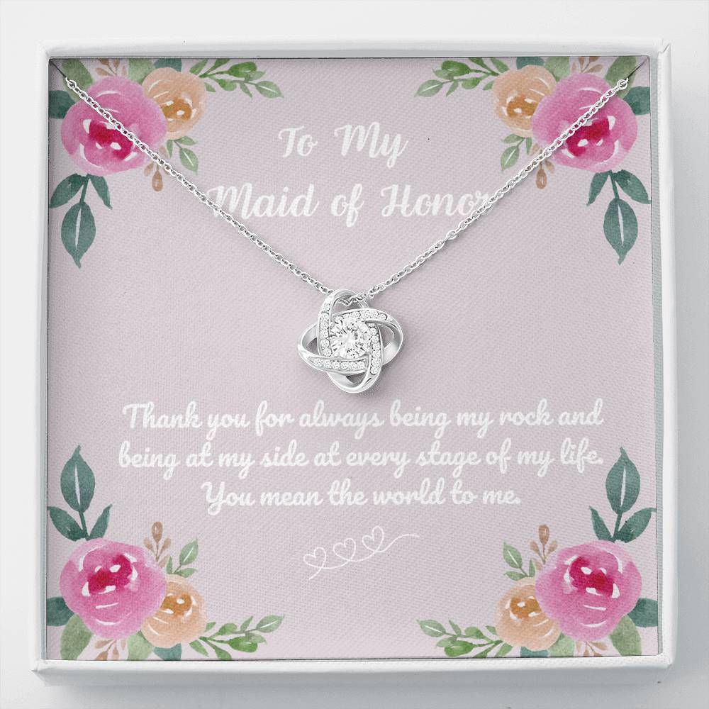 To My Maid of Honor Knot Pendant Keepsake Necklace