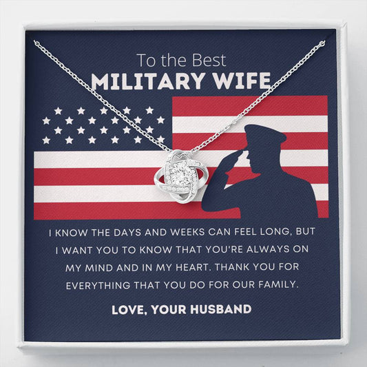 Military Wife Pendant Necklace Jewelry, Message Card Gift from Husband to Wife