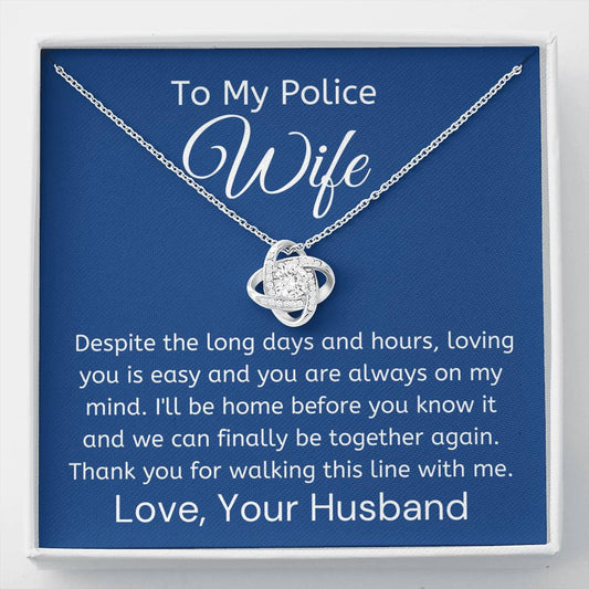 To My Police Wife, Pendant Necklace, Message Card Gift Box