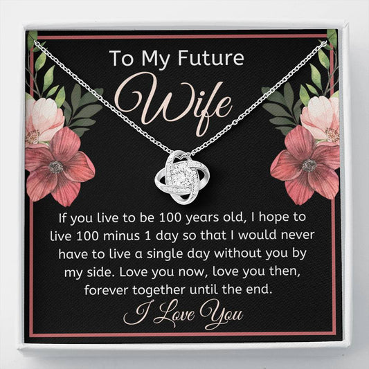 Gift for Future Wife from Boyfriend, 14k White Gold over Stainless Steel Pendant Necklace, Jewelry for Fiancée Christmas Anniversary Gifts with Message Card & Gift Box