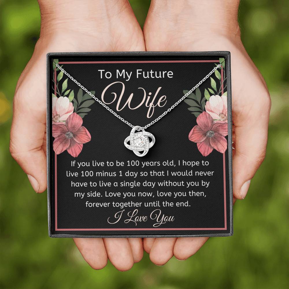 Gift for Future Wife from Boyfriend, 14k White Gold over Stainless Steel Pendant Necklace, Jewelry for Fiancée Christmas Anniversary Gifts with Message Card & Gift Box
