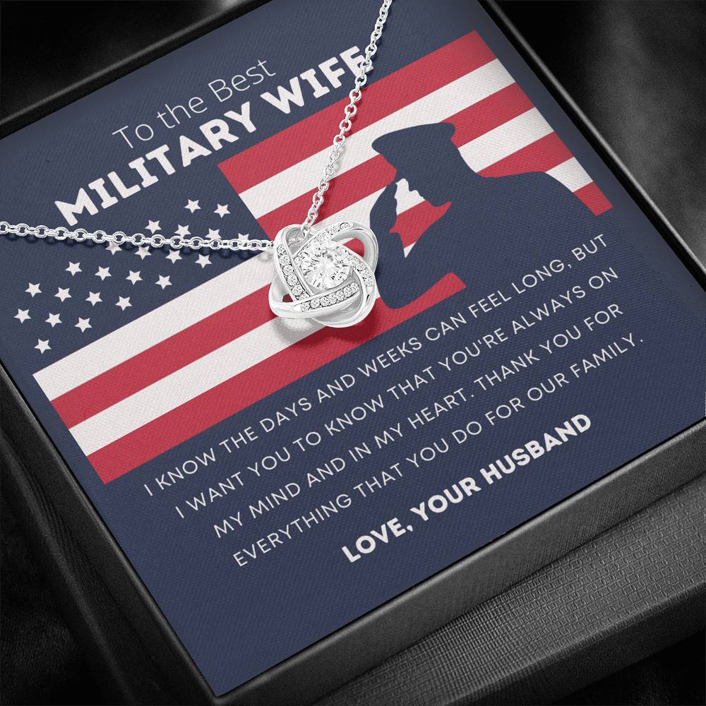 Military Wife Pendant Necklace Jewelry, Message Card Gift from Husband to Wife