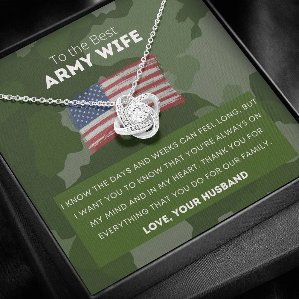 Army Wife, Long Distance Deployment Gift, Pendant Necklace Jewelry Message Card, Gift from Husband