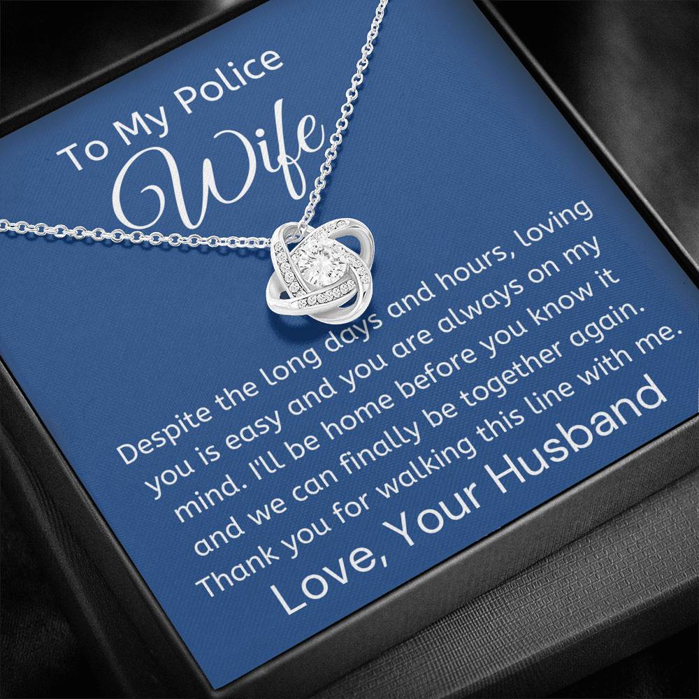 To My Police Wife, Pendant Necklace, Message Card Gift Box