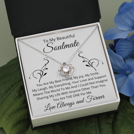 To My Beautiful Soulmate - Pendant Necklace with Message Card Gift