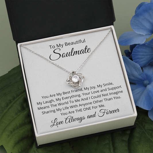 To My Beautiful Soulmate - Pendant Necklace with Message Card Gift