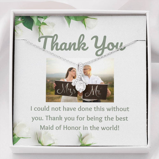 Thank You Maid Of Honor Pendant Necklace Gift Buyer Upload Photo Message Card Post Wedding Gift