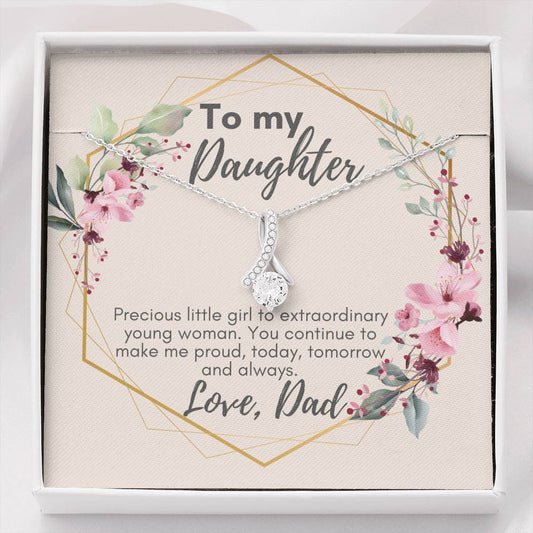 To My Daughter Pendant Necklace, Gift from Dad to Daughter, Custom Message Card, Birthday Present