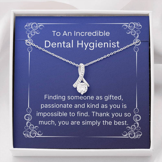 Dental Hygienist Pendant Necklace Message Card, Thank you Necklace for Dental Hygienist, Pendant Necklace Gift for Professional