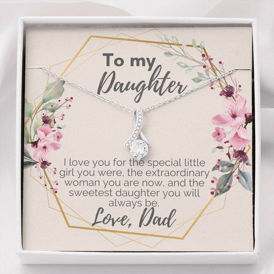 To My Daughter Pendant Necklace, Gift from Dad to Daughter, Custom Message Card, Birthday Present