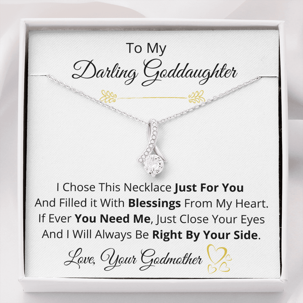 To My Goddaughter, Pendant Necklace from Godmother, Message Card Gift Set