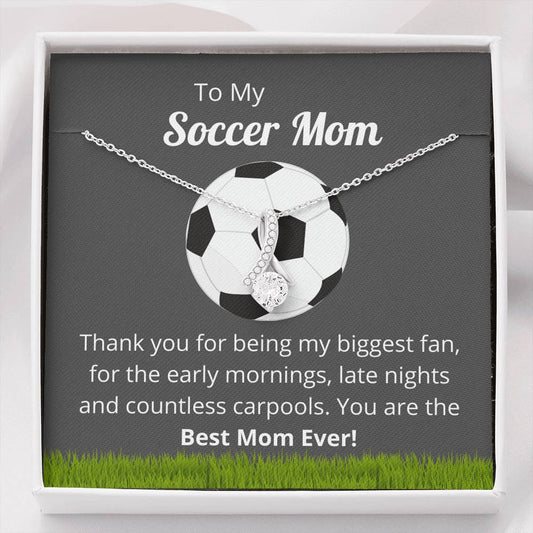 Soccer Mom Necklace Message Card, Soccer Mom Gift for her, Pendant Necklace for Mom