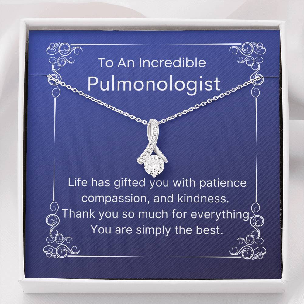 Pulmonologist Pendant Necklace Message Card, Thank you Necklace for Respiratory Therapist, Pendant Necklace Gift for Professional