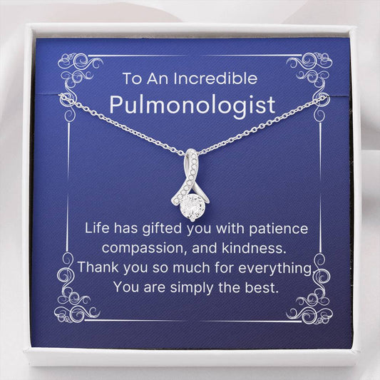 Pulmonologist Pendant Necklace Message Card, Thank you Necklace for Respiratory Therapist, Pendant Necklace Gift for Professional
