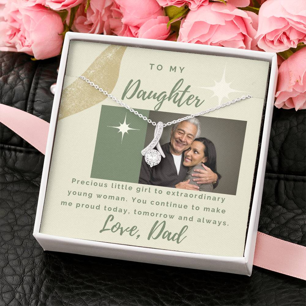 Personalized Gift for Daughter, Message Card Pendant Necklace, Daughter Gift from Dad, Daughter Jewelry