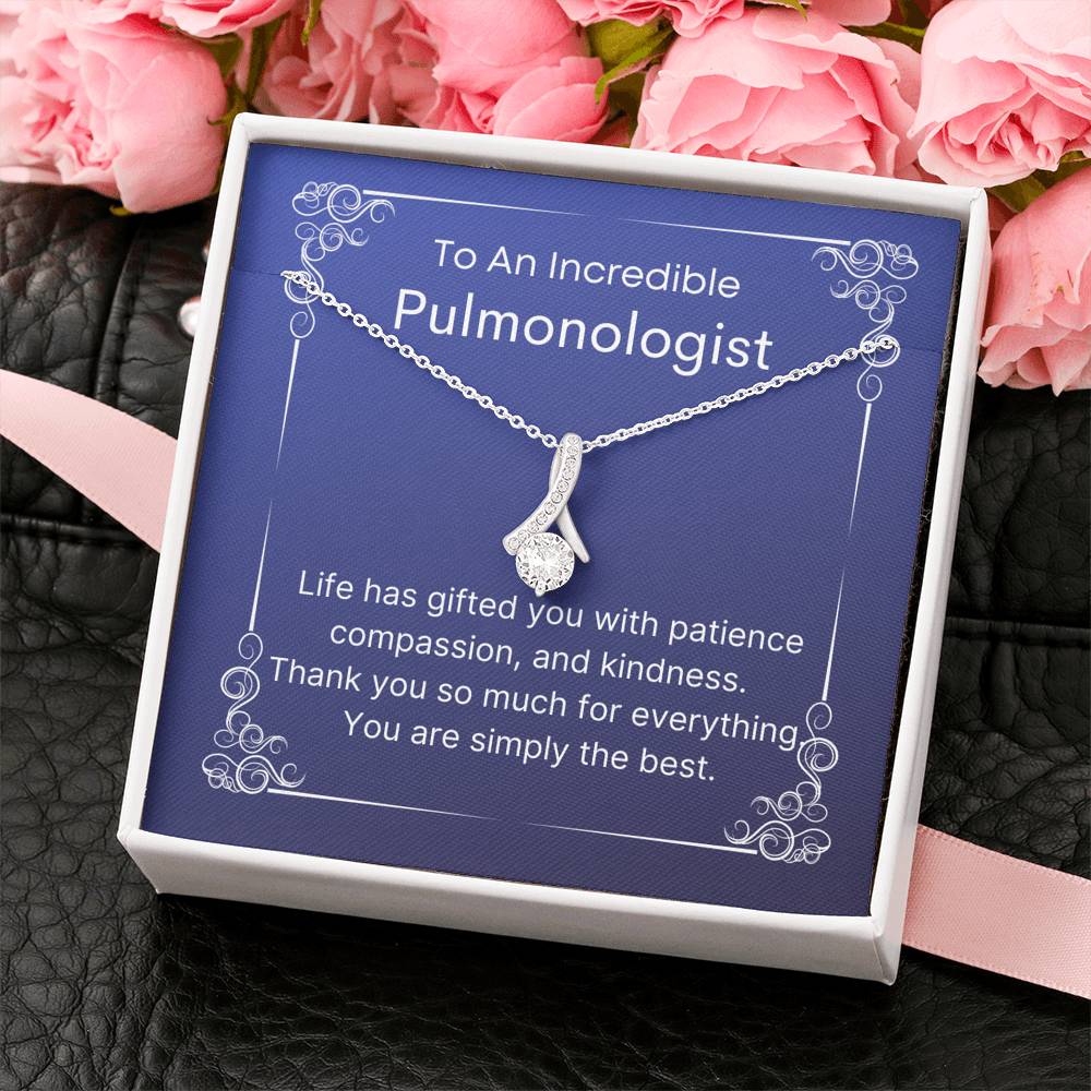 Pulmonologist Pendant Necklace Message Card, Thank you Necklace for Respiratory Therapist, Pendant Necklace Gift for Professional