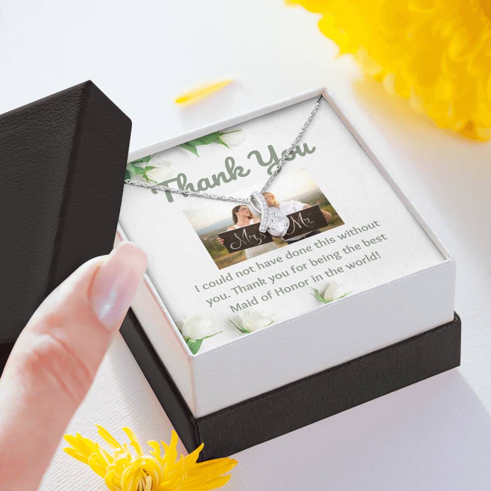 Thank You Maid Of Honor Pendant Necklace Gift Buyer Upload Photo Message Card Post Wedding Gift